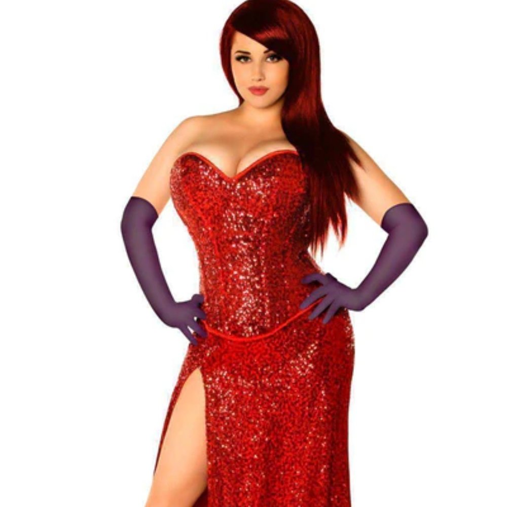 Daisy Corsets Miss Jessica Red Sequin 2 PC Corset Dress Size Large